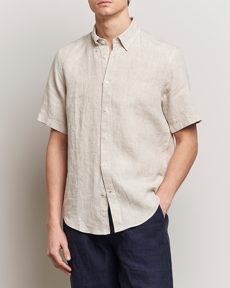 Heren | Casual | NN07 | Arne Linen Short Sleeve Shirt Oat