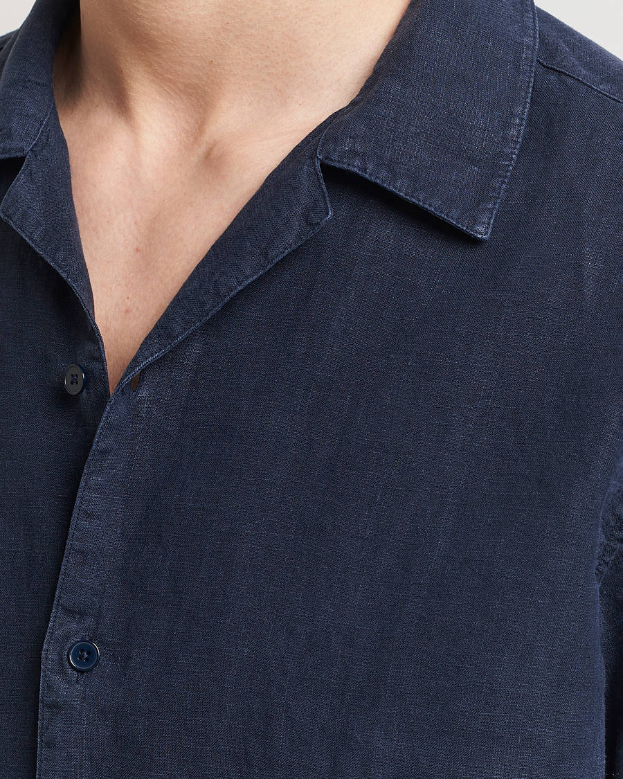 Heren | Overhemden | NN07 | Julio Linen Resort Shirt Navy Blue