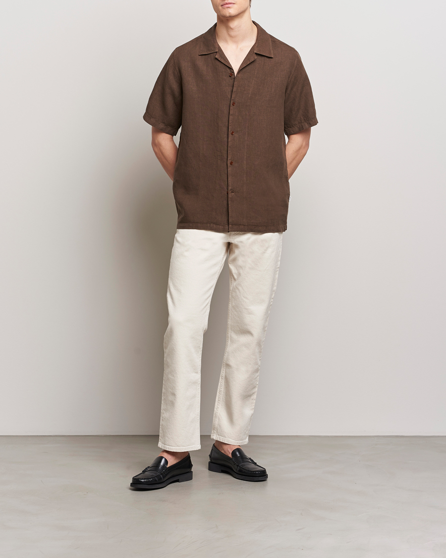 Heren | Overhemden | NN07 | Julio Linen Resort Shirt Cocoa Brown