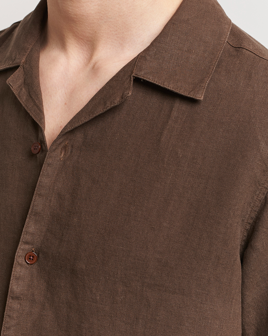Heren | Overhemden | NN07 | Julio Linen Resort Shirt Cocoa Brown