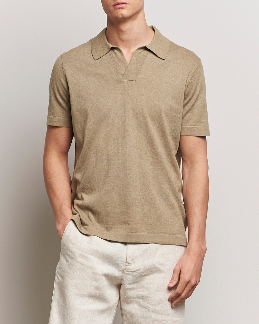 Heren | Poloshirts met korte mouwen | NN07 | Ryan Cotton/Linen Polo Greige