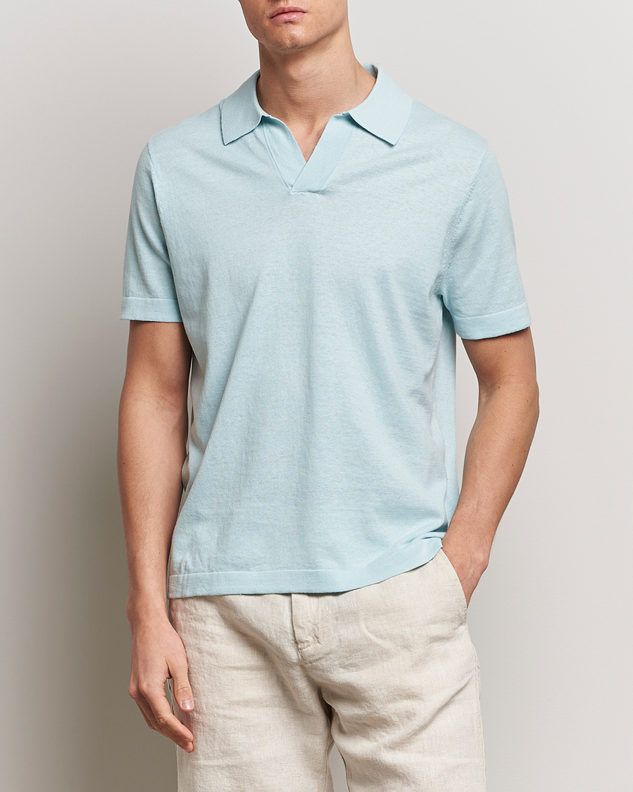 Heren | Poloshirts met korte mouwen | NN07 | Ryan Cotton/Linen Polo Winter Sky