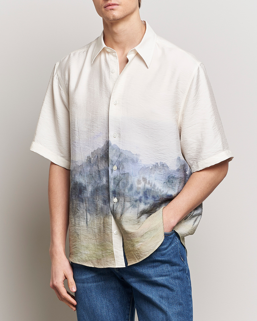 Heren | Overhemden met korte mouwen | NN07 | Quinsy Printed Short Sleeve Shirt White Multi