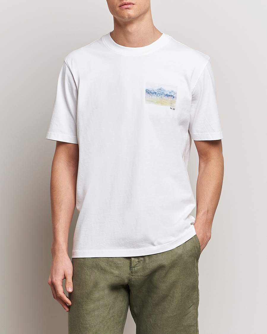Heren |  | NN07 | Adam Printed Crew Neck T-Shirt White