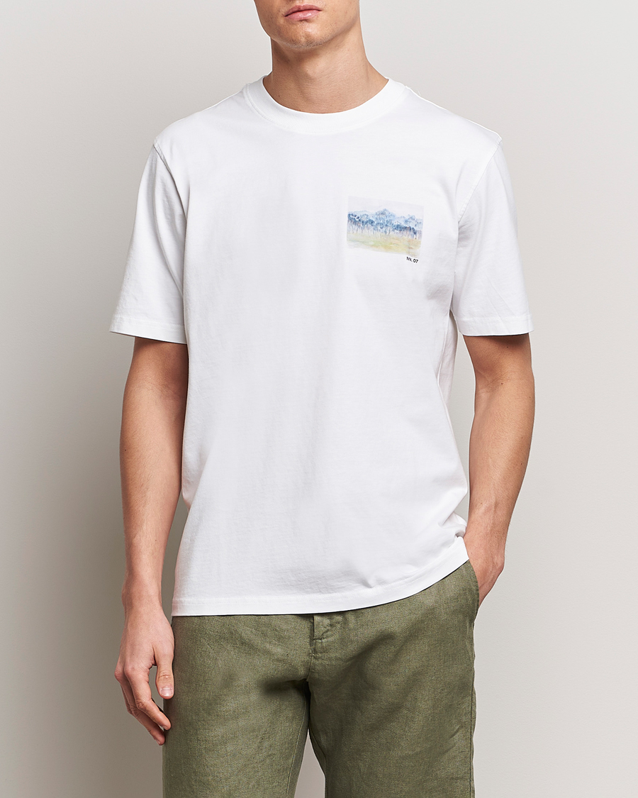 Heren | Business & Beyond | NN07 | Adam Printed Crew Neck T-Shirt White