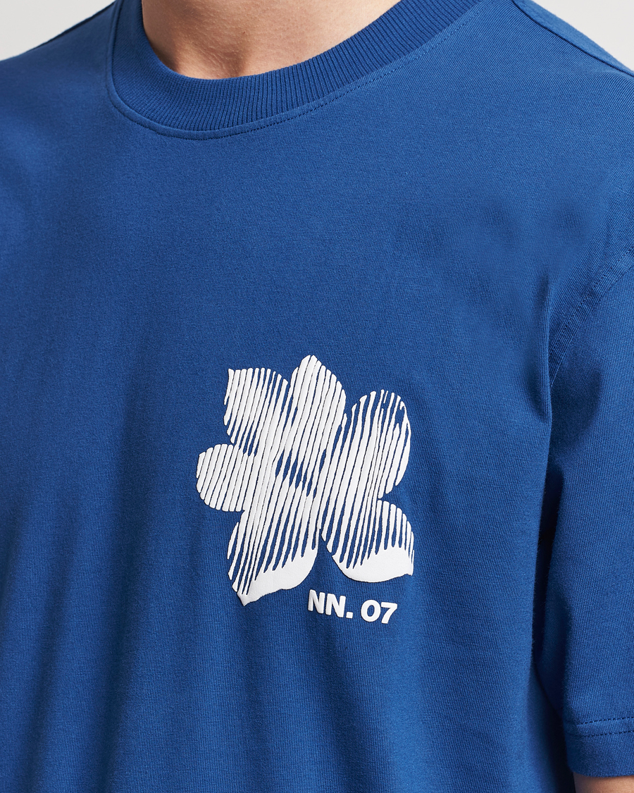 Heren | T-shirts | NN07 | Adam Printed Crew Neck T-Shirt Blue Quartz