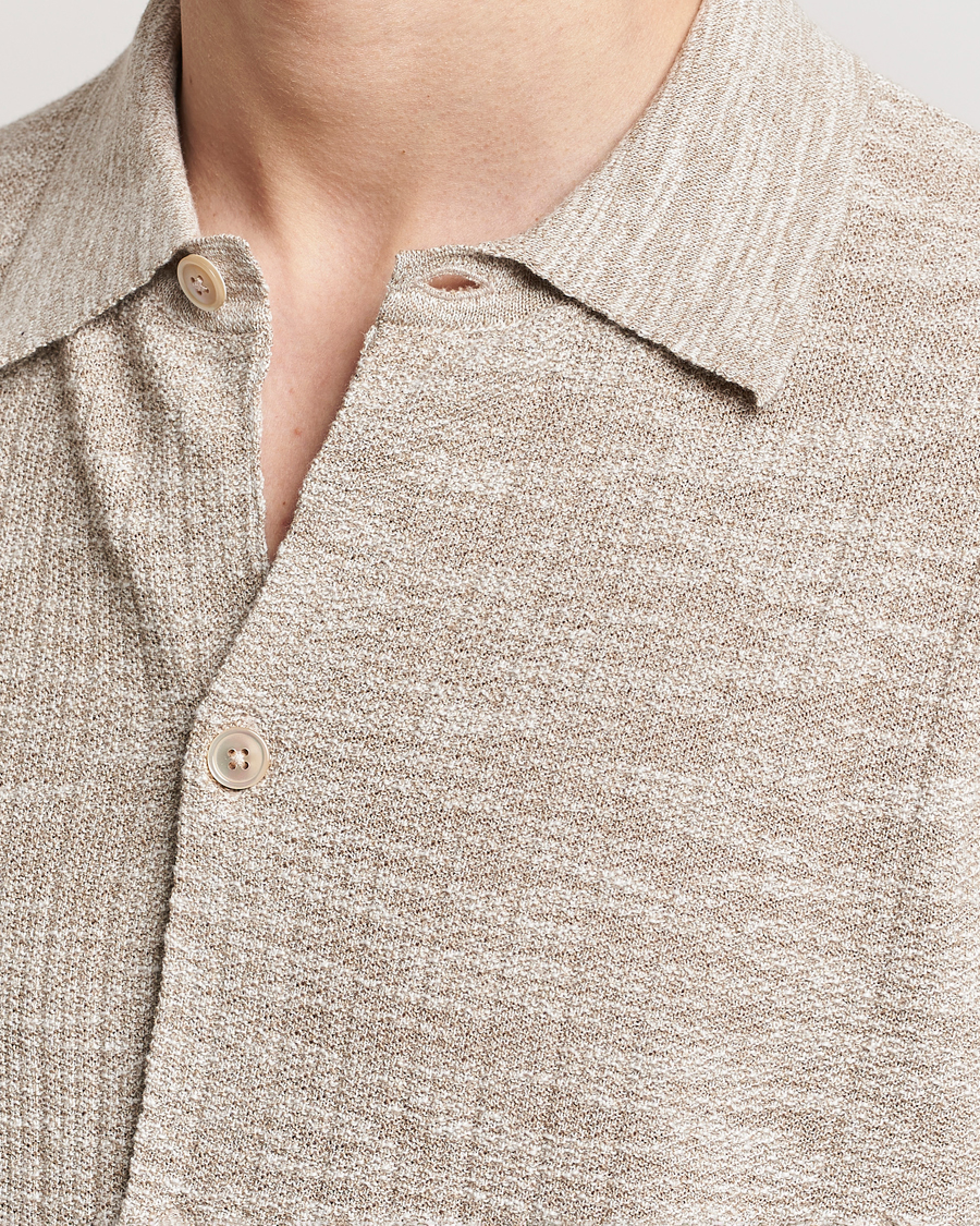 Heren | Overhemden | NN07 | Nolan Knitted Shirt Sleeve Shirt Greige Melange