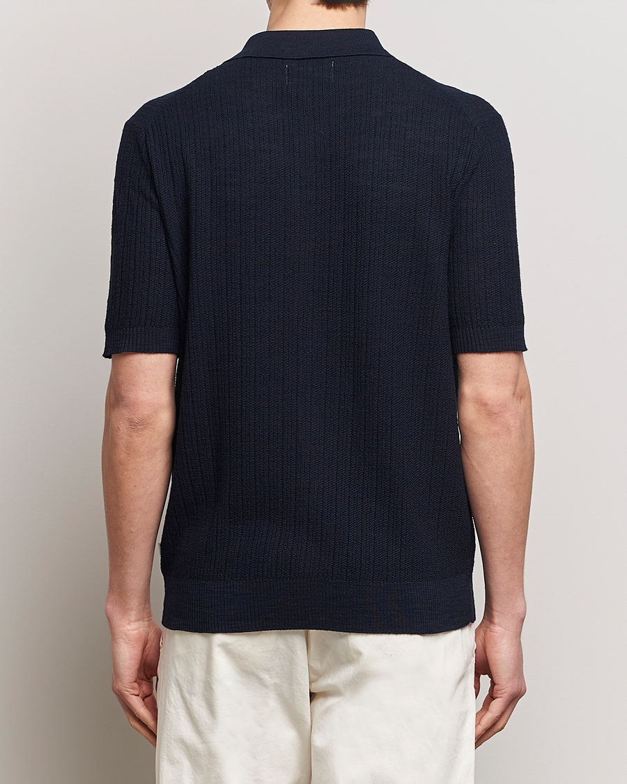 Heren | Overhemden | NN07 | Nolan Knitted Shirt Sleeve Shirt Navy Blue