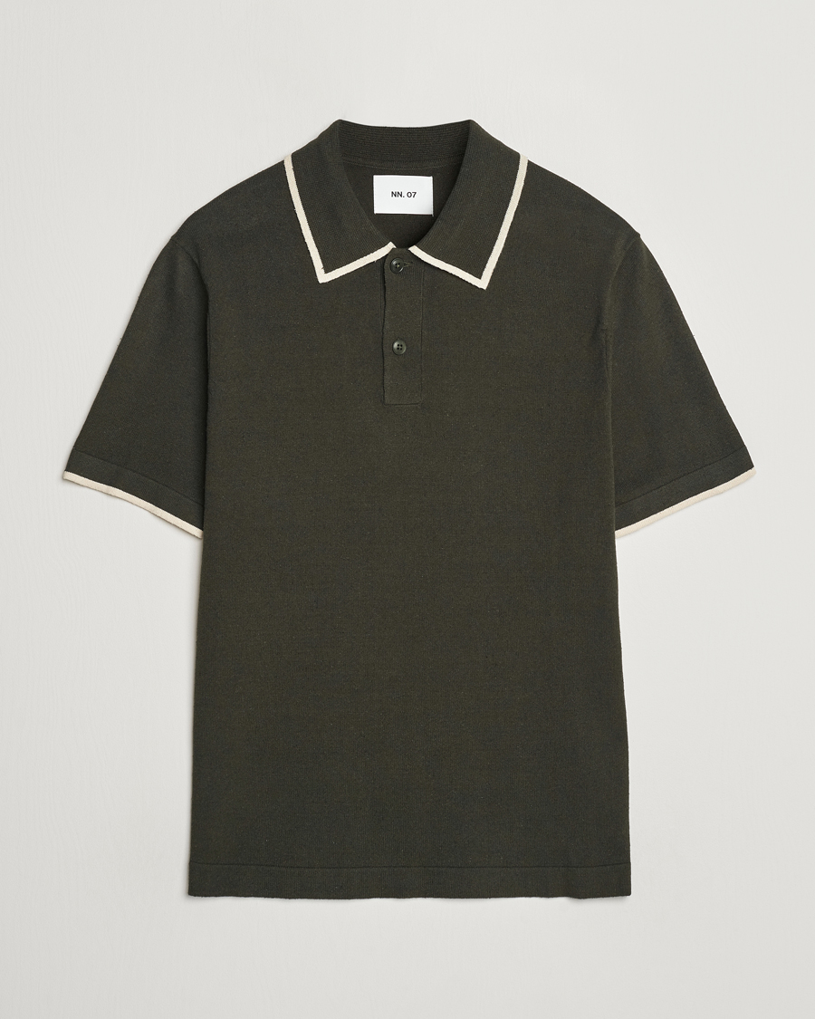 Heren | Polo's | NN07 | Damon Silk/Cotton Knitted Polo Rosin Green