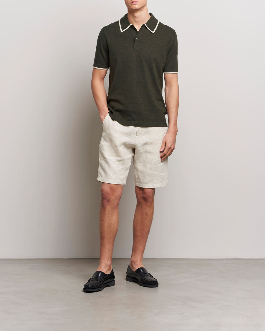 Heren | Polo's | NN07 | Damon Silk/Cotton Knitted Polo Rosin Green