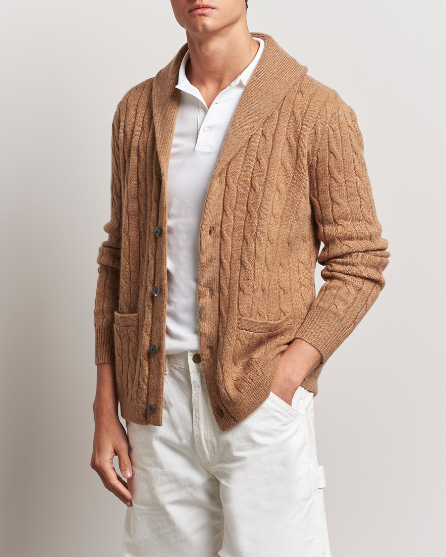 Heren |  | Polo Ralph Lauren | Cashmere Cable Shawl Cardigan Brown Sugar Melange