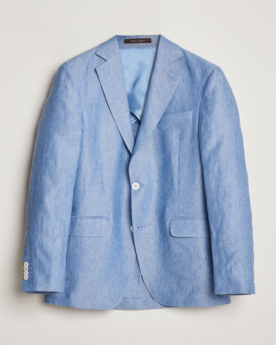 Heren | Blazers | Oscar Jacobson | Ferry Soft Linen Blazer Smog Blue