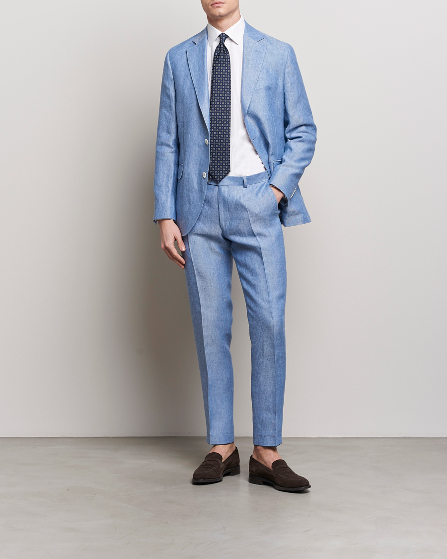 Heren | Blazers | Oscar Jacobson | Ferry Soft Linen Blazer Smog Blue