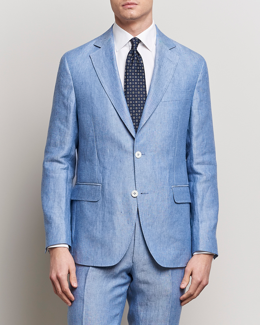 Heren | Linnen blazers | Oscar Jacobson | Ferry Soft Linen Blazer Smog Blue