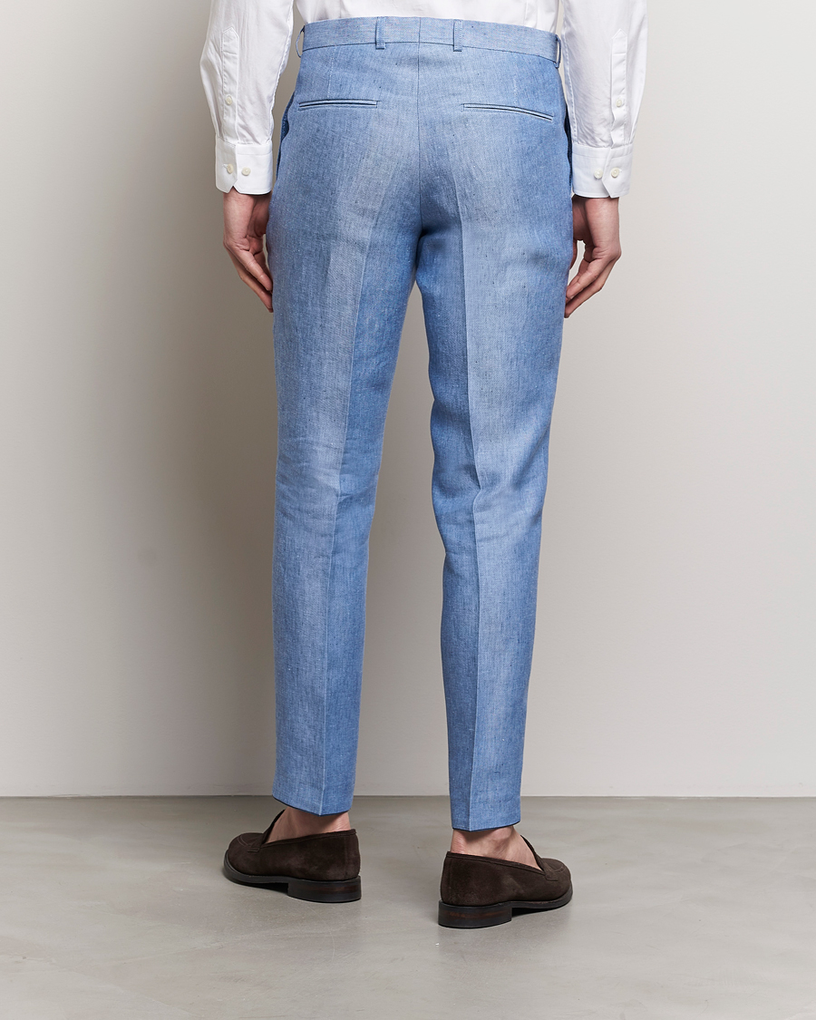 Heren | Broeken | Oscar Jacobson | Denz Linen Trousers Smog Blue