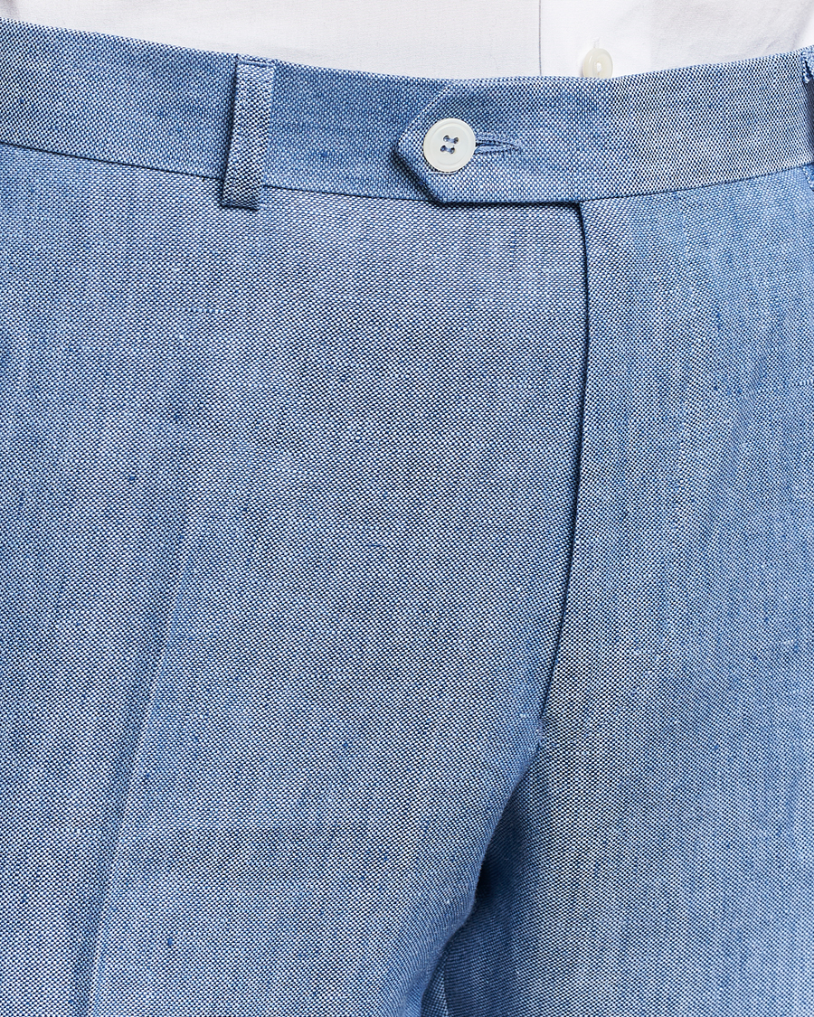 Heren | Broeken | Oscar Jacobson | Denz Linen Trousers Smog Blue