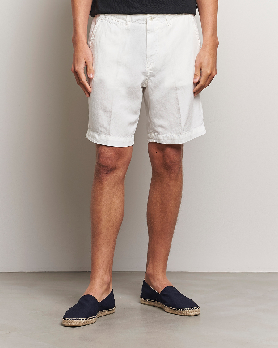 Heren |  | Oscar Jacobson | Poggio Washed Linen Shorts White