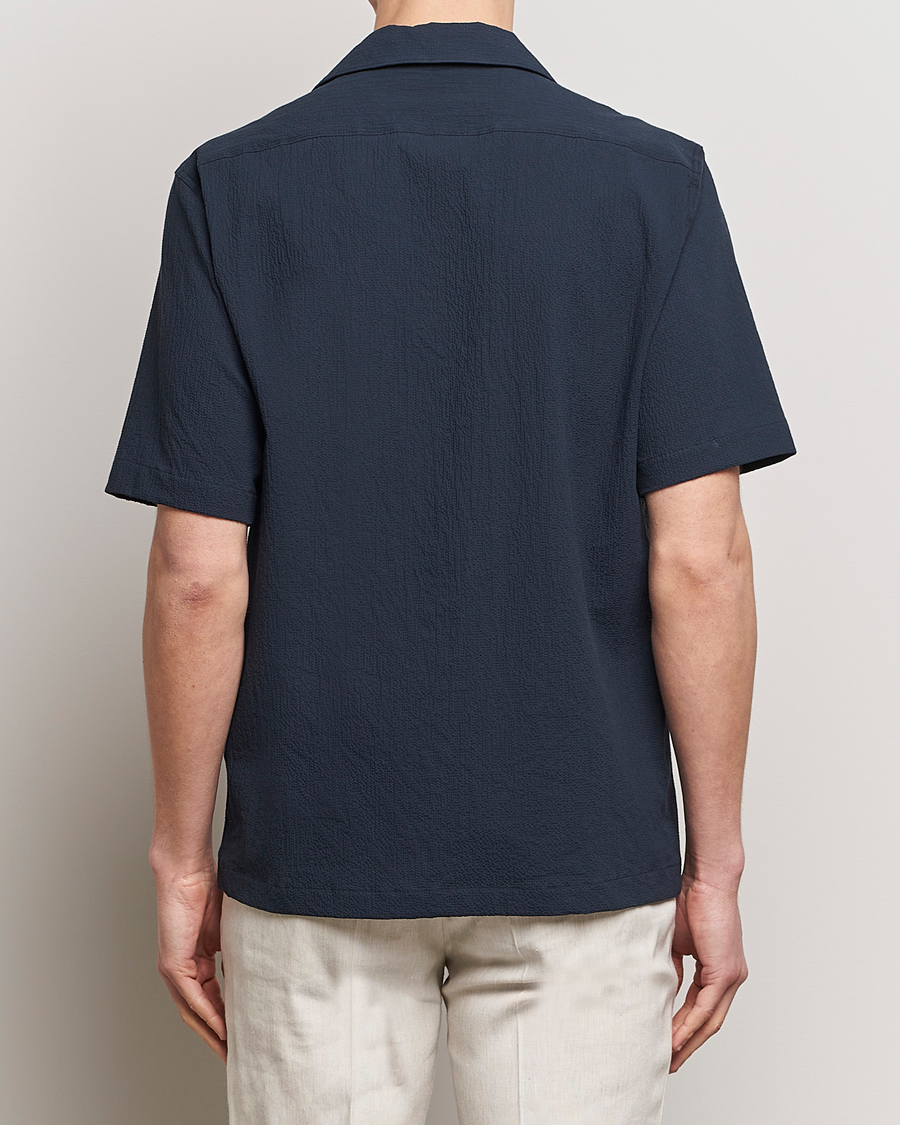 Heren | Overhemden | Oscar Jacobson | Hanks Reg Seersucker Shirt Navy