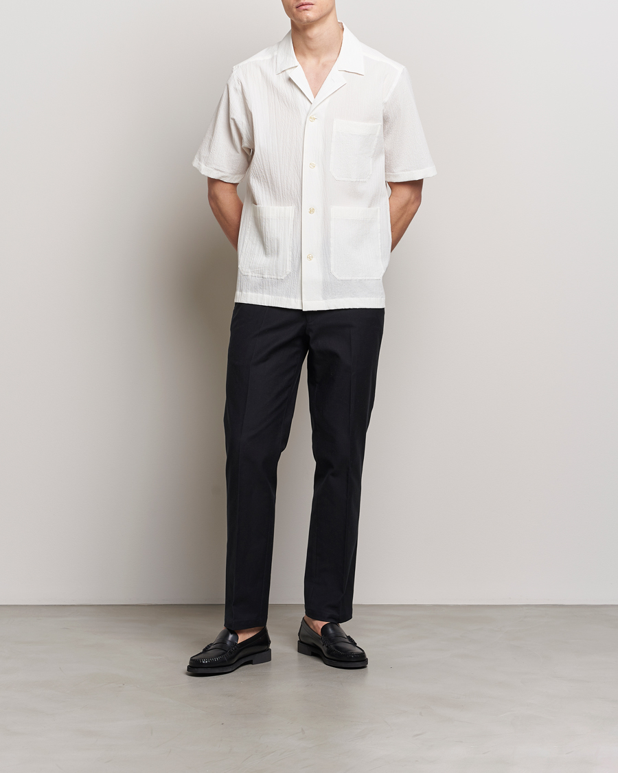 Heren | Overhemden | Oscar Jacobson | Hanks Reg Seersucker Shirt White