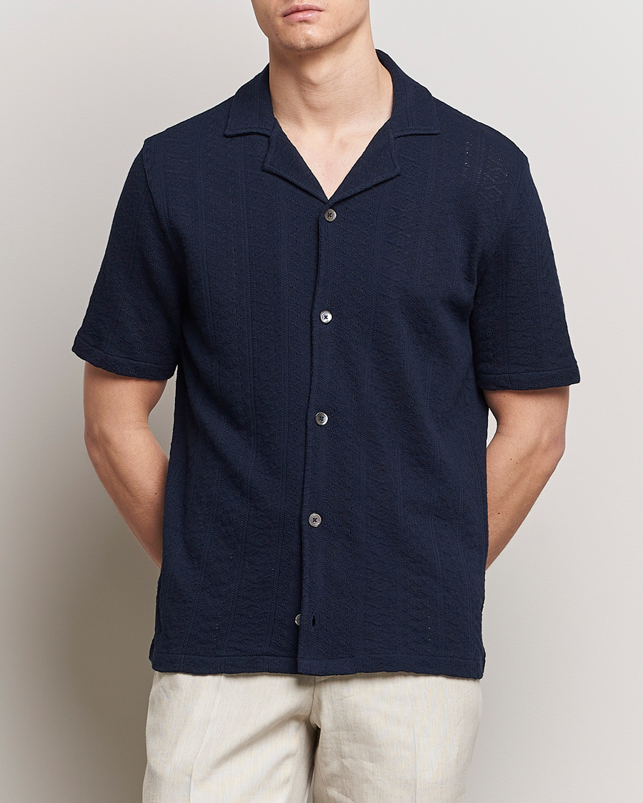 Heren |  | Oscar Jacobson | Mattis Reg Knitted Shirt Navy