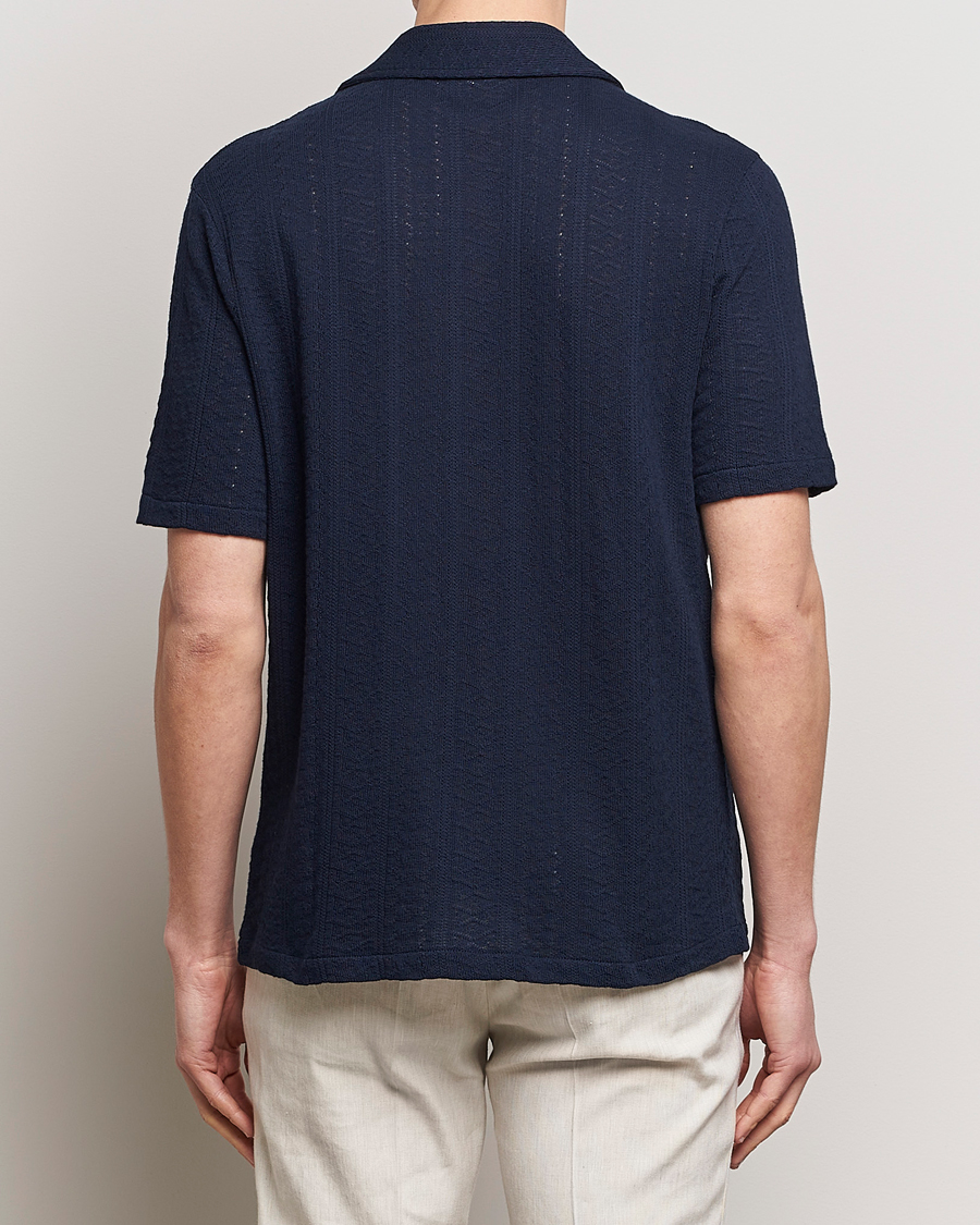 Heren | Overhemden | Oscar Jacobson | Mattis Reg Knitted Shirt Navy