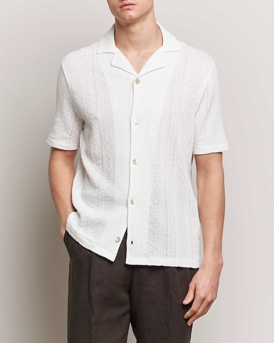 Heren | Overhemden met korte mouwen | Oscar Jacobson | Mattis Reg Knitted Shirt White