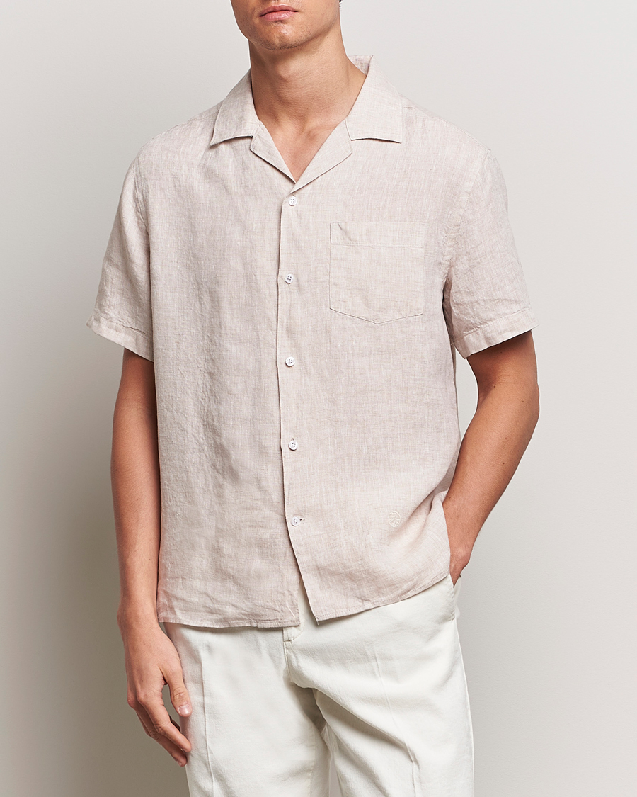 Heren | Overhemden | J.Lindeberg | Elio Linen Melange Shirt Safari Beige