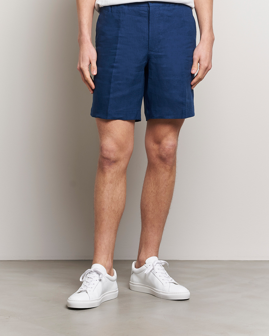 Heren | Linnen shorts | J.Lindeberg | Baron Linen Shorts Estate Blue