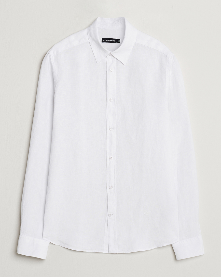 Heren | Overhemden | J.Lindeberg | Slim Linen Melange Shirt White