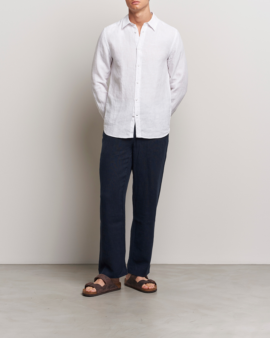 Heren | Overhemden | J.Lindeberg | Slim Linen Melange Shirt White