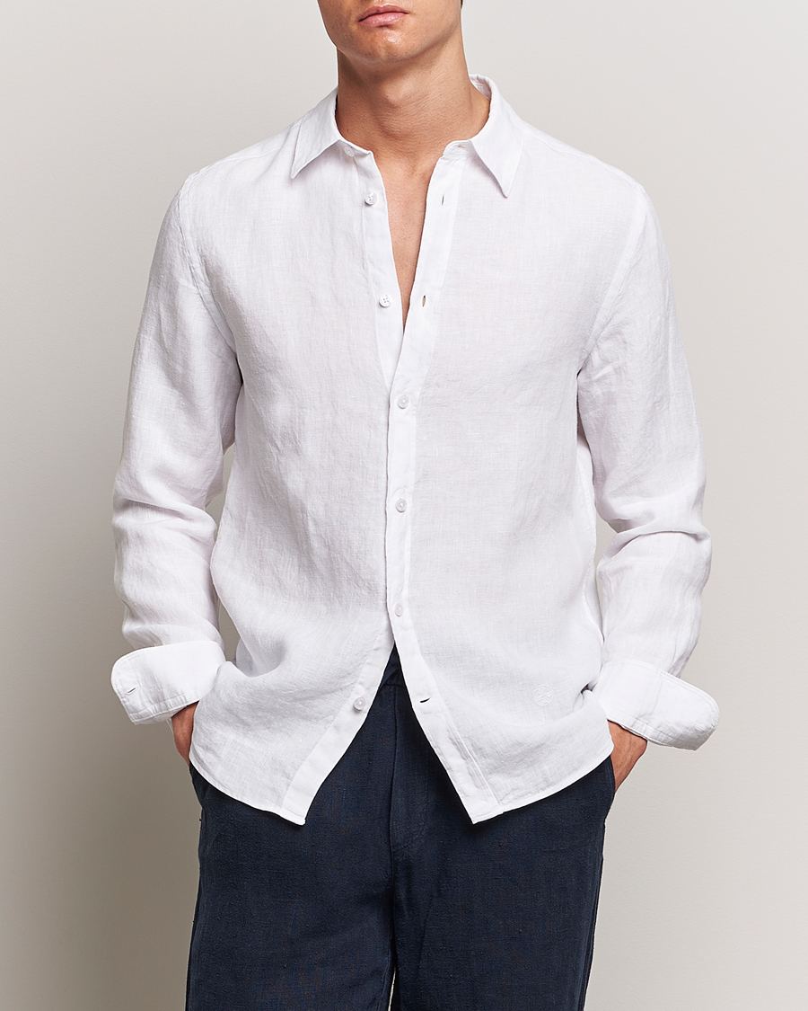 Men | Clothing | J.Lindeberg | Slim Linen Melange Shirt White
