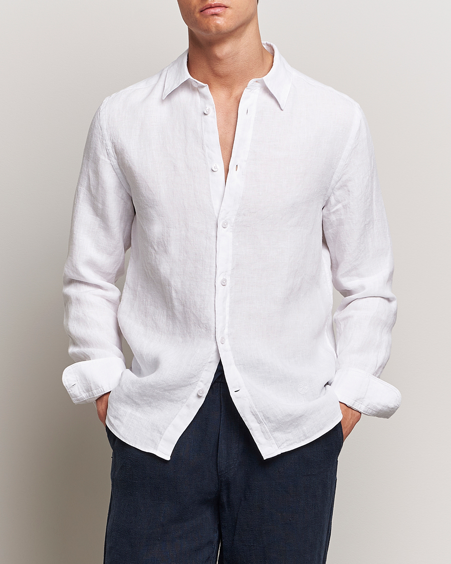 Heren | Overhemden | J.Lindeberg | Slim Linen Melange Shirt White