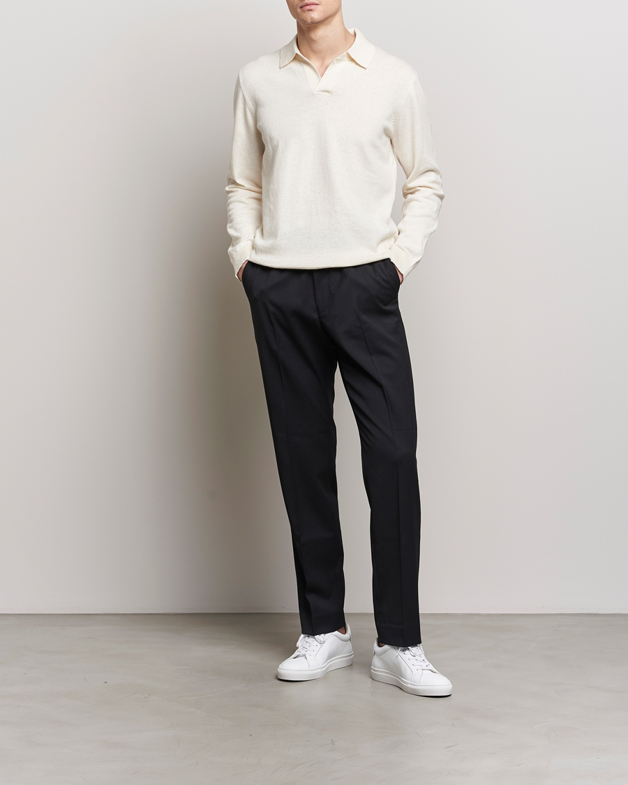Heren | Truien | A Day's March | Manol Cotton Linen Polo Off White