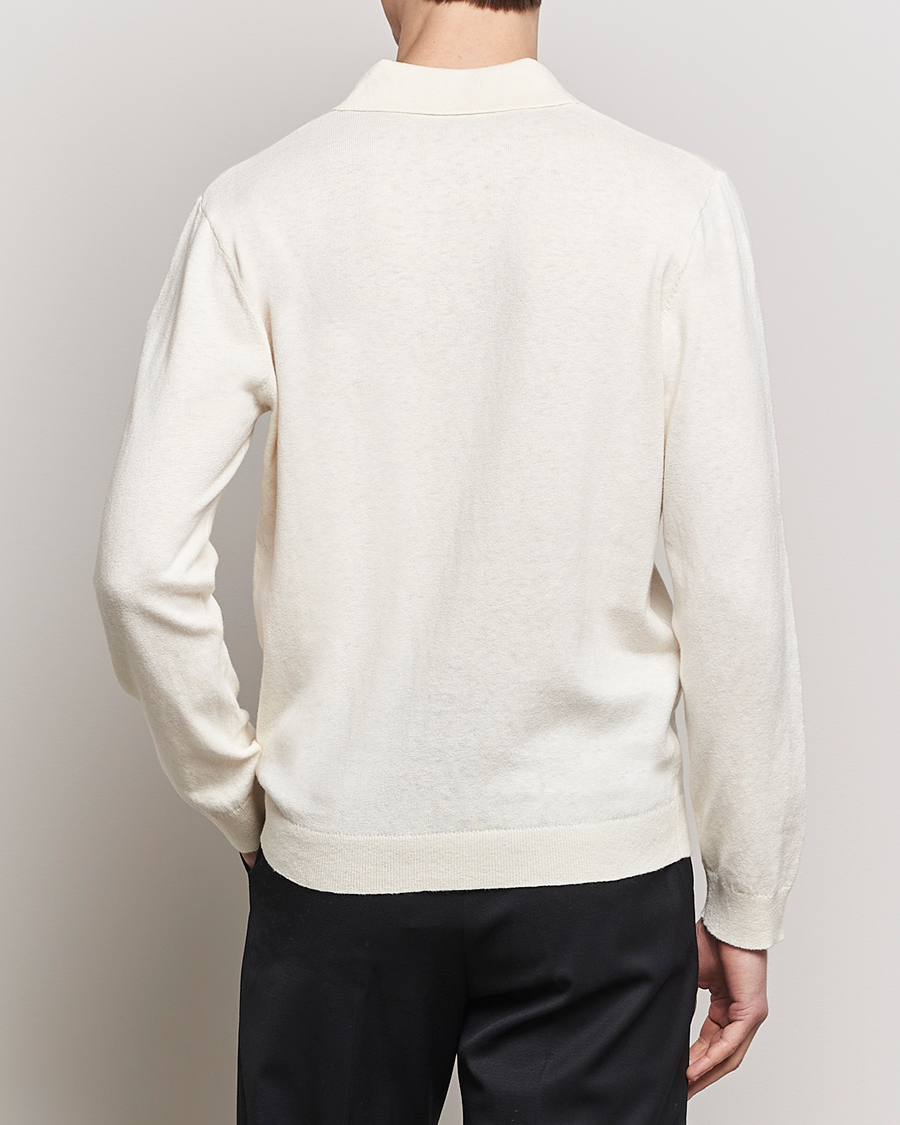 Heren | Truien | A Day's March | Manol Cotton Linen Polo Off White