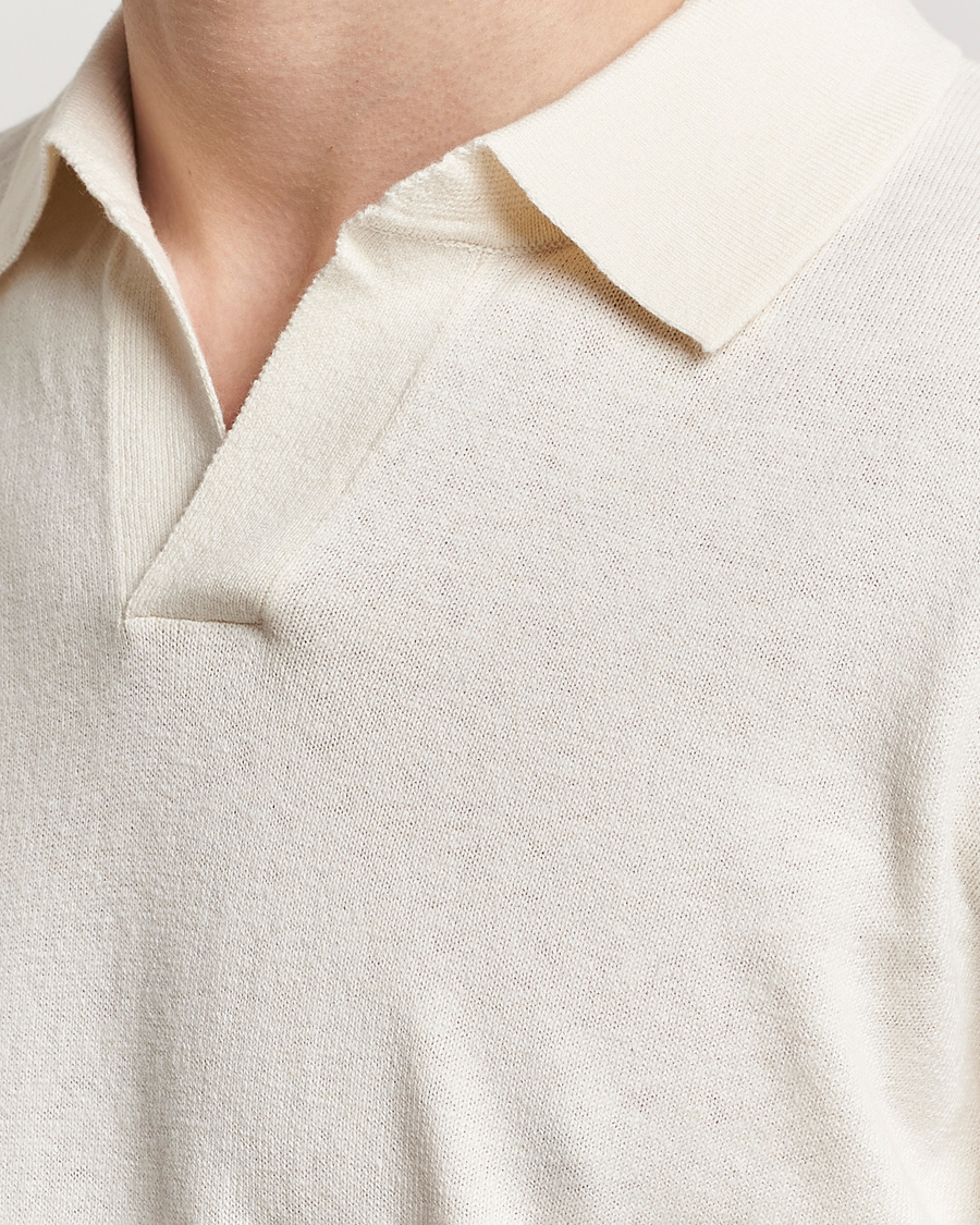 Heren | Truien | A Day's March | Manol Cotton Linen Polo Off White