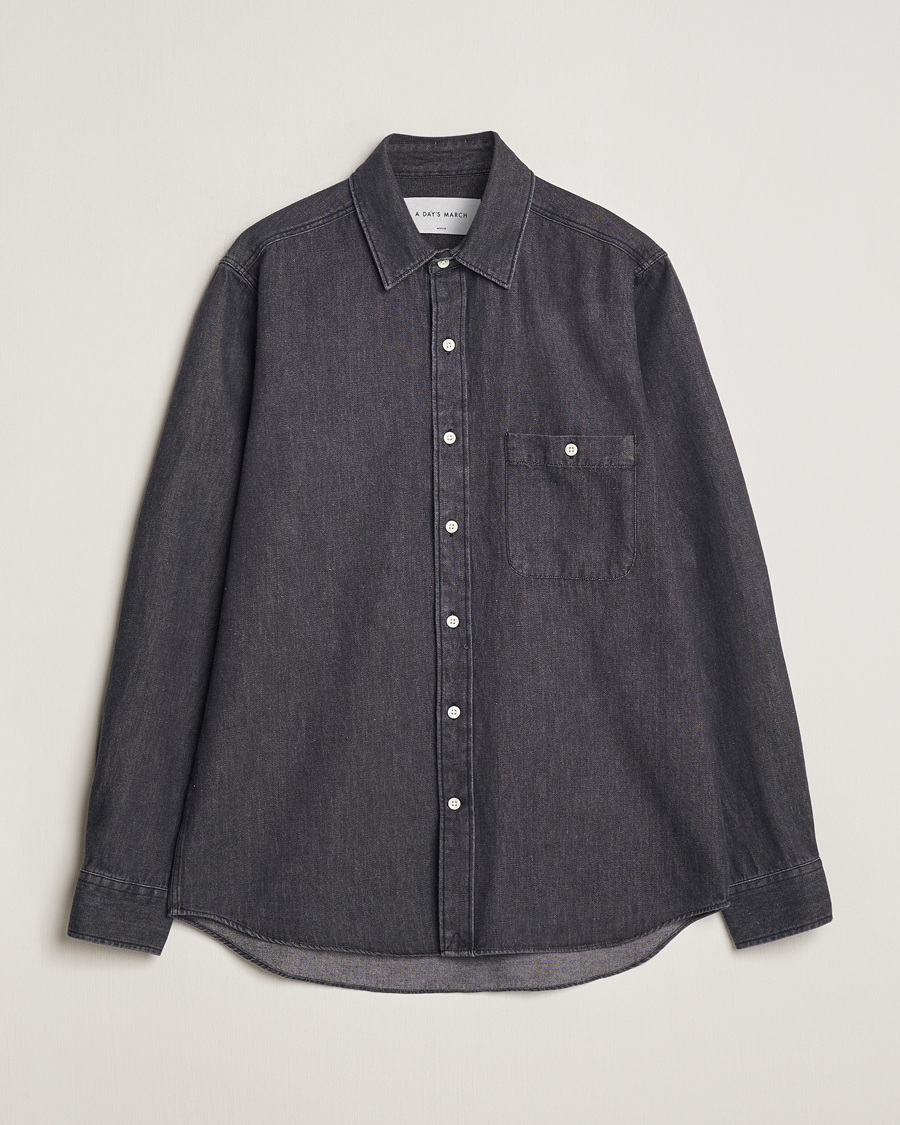 Heren | Overhemden | A Day's March | Mason Sturdy Denim Shirt Off Black