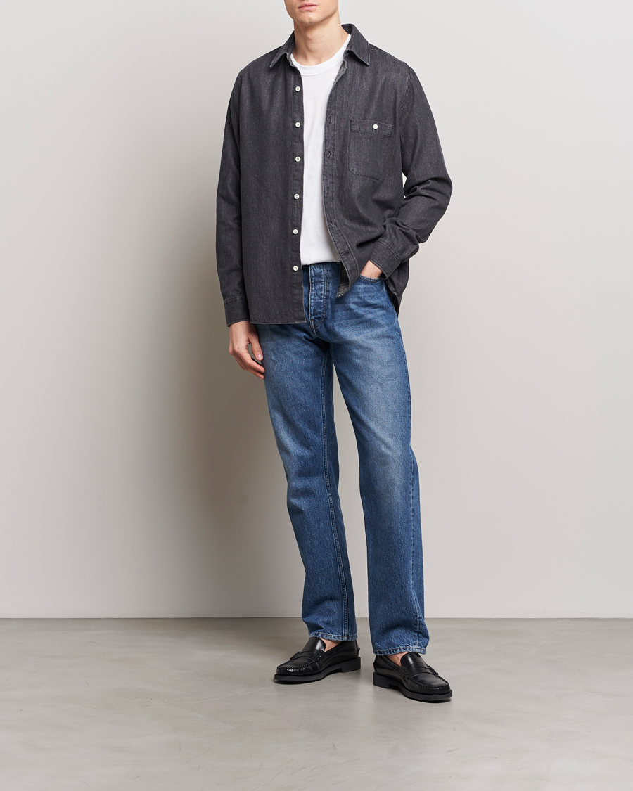 Heren | Overhemden | A Day's March | Mason Sturdy Denim Shirt Off Black