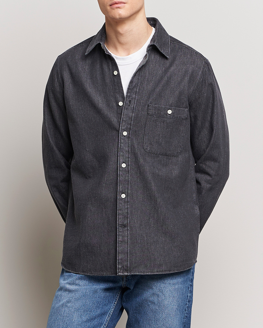 Heren | A Day's March | A Day's March | Mason Sturdy Denim Shirt Off Black