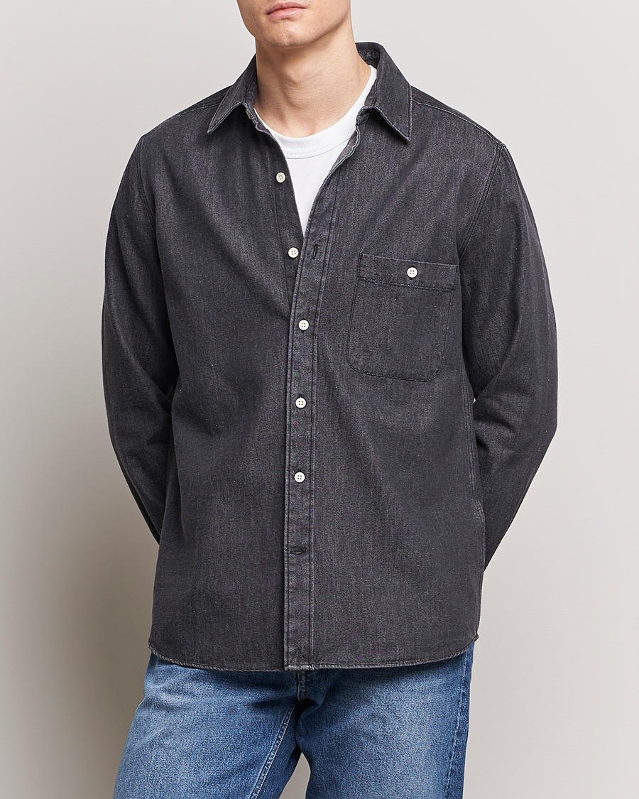 Heren |  | A Day\'s March | Mason Sturdy Denim Shirt Off Black