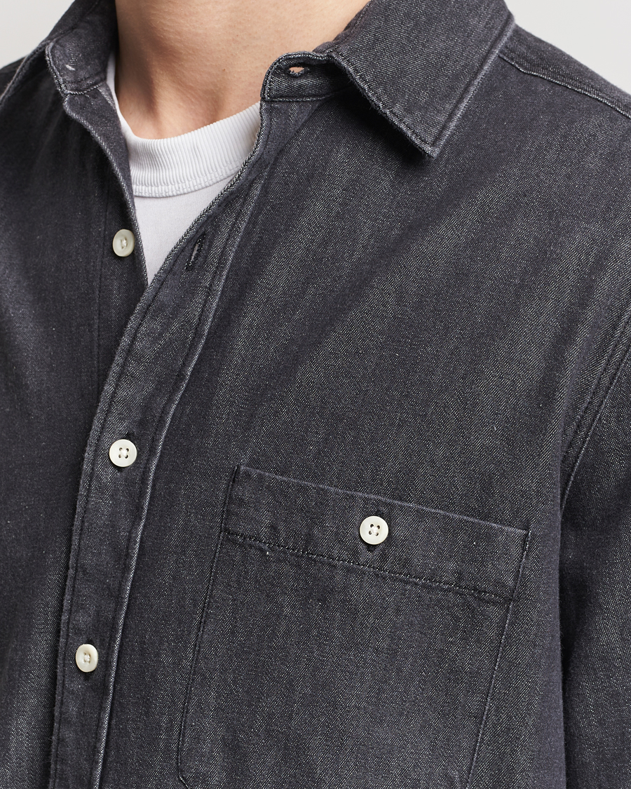 Heren | Overhemden | A Day's March | Mason Sturdy Denim Shirt Off Black