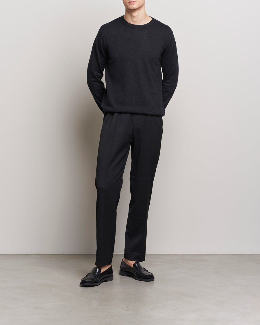 Heren | Truien | A Day's March | Alagon Cotton/Linen Crew Black