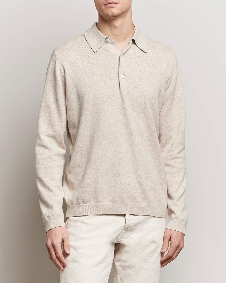 Heren | Contemporary Creators | A Day's March | Ambroz Cotton/Linen Polo Sand