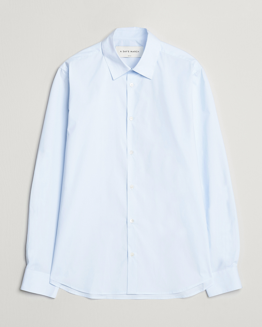 Heren | Overhemden | A Day's March | Tipton Poplin Shirt Sky Blue