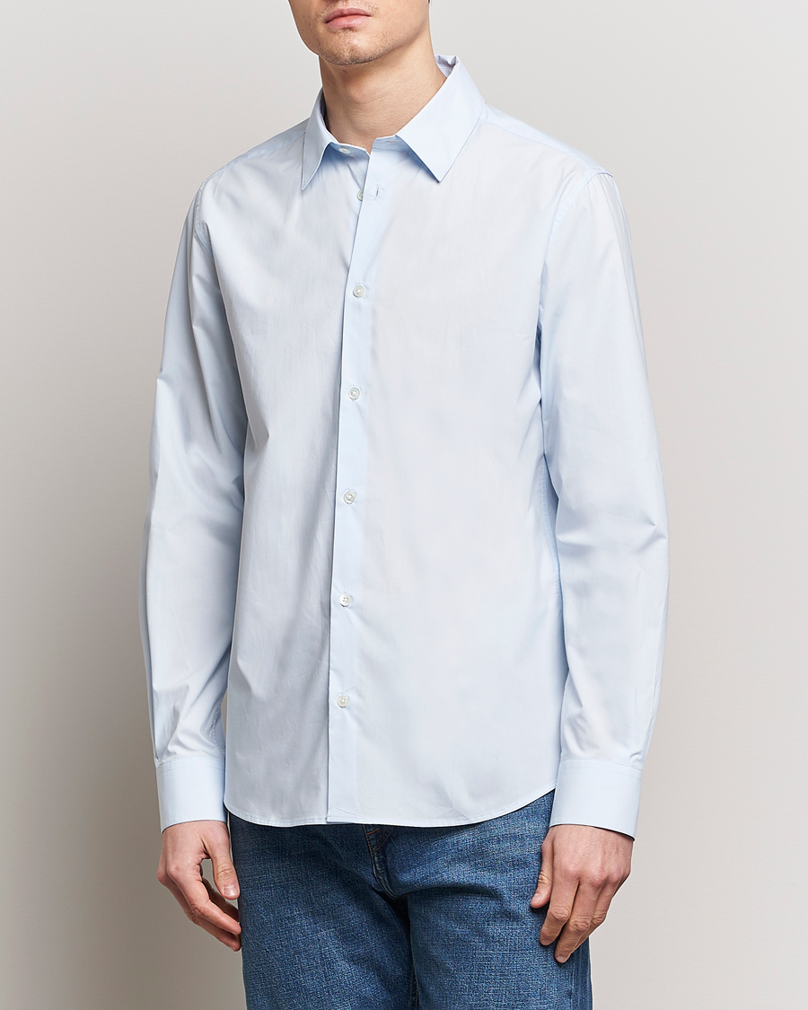 Heren | Overhemden | A Day's March | Tipton Poplin Shirt Sky Blue