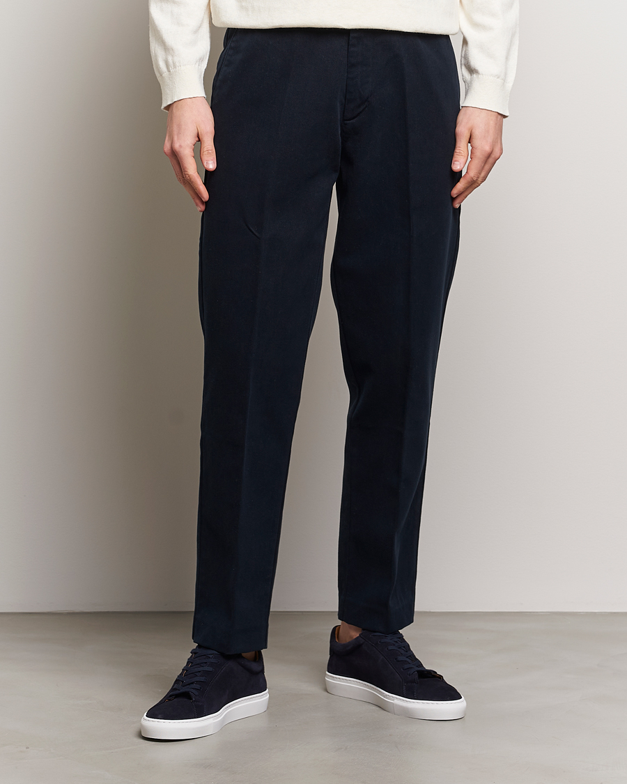 Heren | Business & Beyond | A Day's March | Miller Cotton/Lyocell Trousers Navy