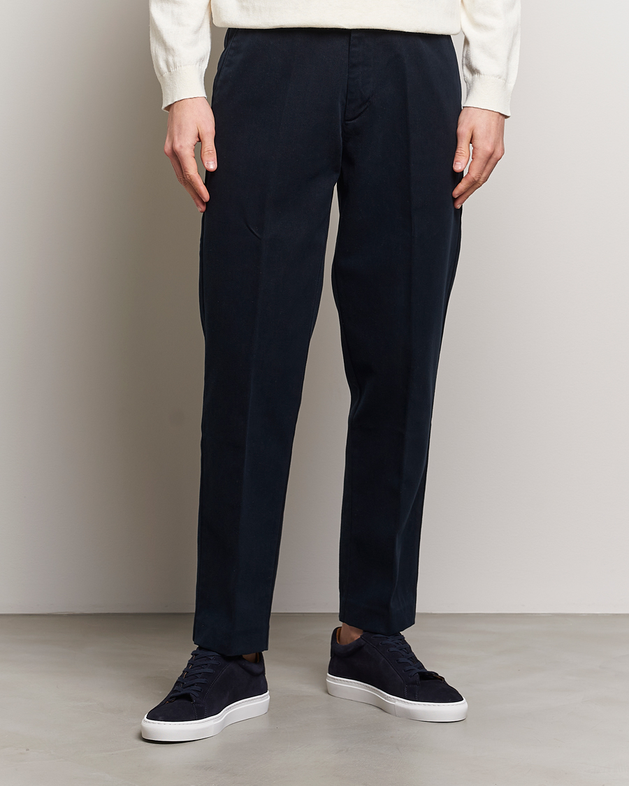 Heren | Broeken | A Day's March | Miller Cotton/Lyocell Trousers Navy