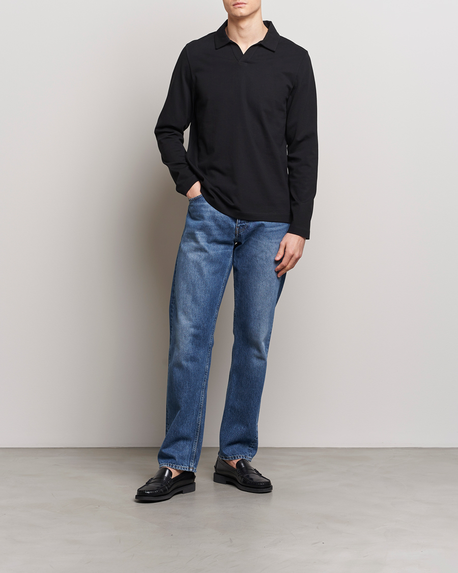 Heren | Truien | A Day's March | Branford Long Sleeve Polo Black