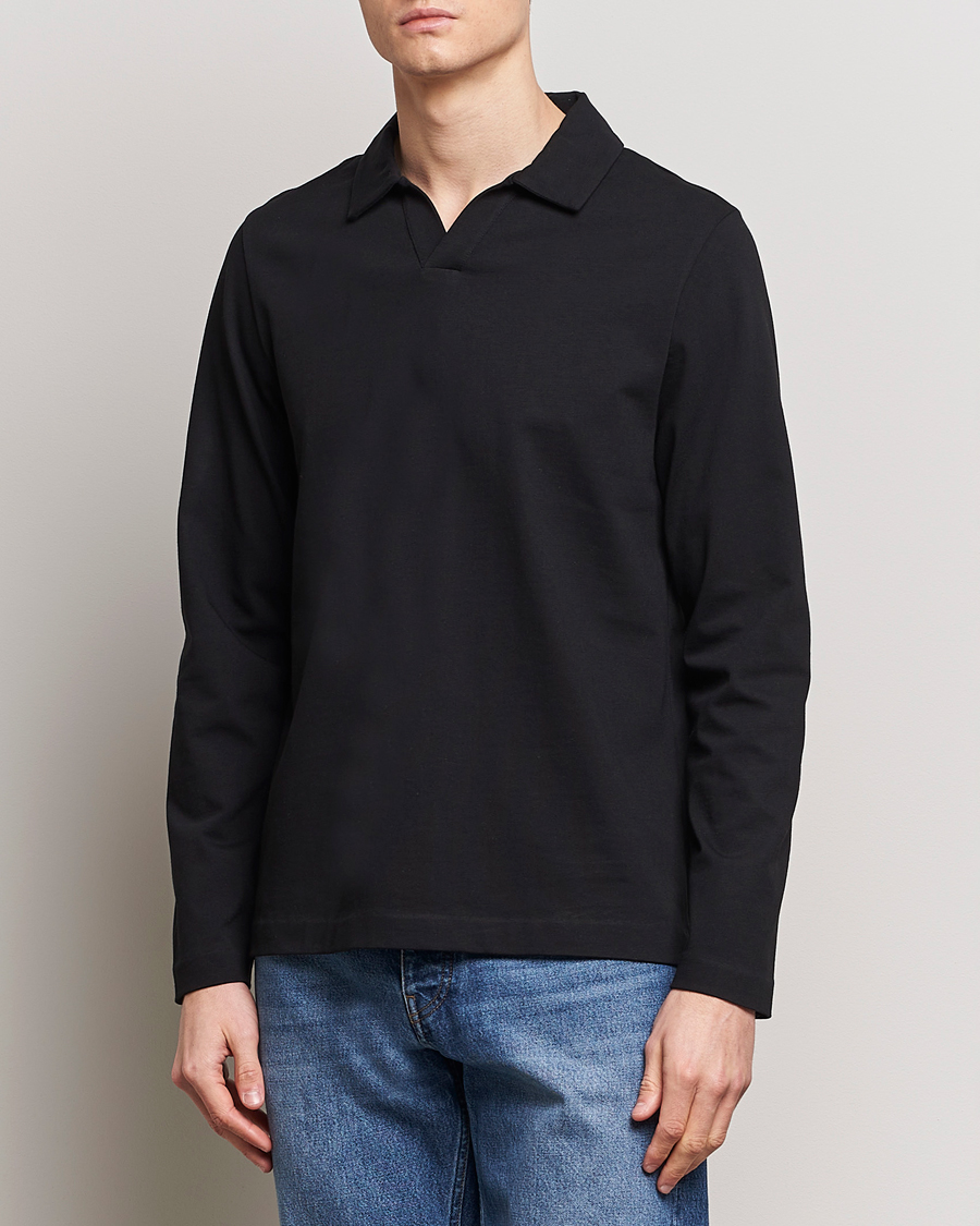 Heren | Poloshirts met lange mouwen | A Day's March | Branford Long Sleeve Polo Black