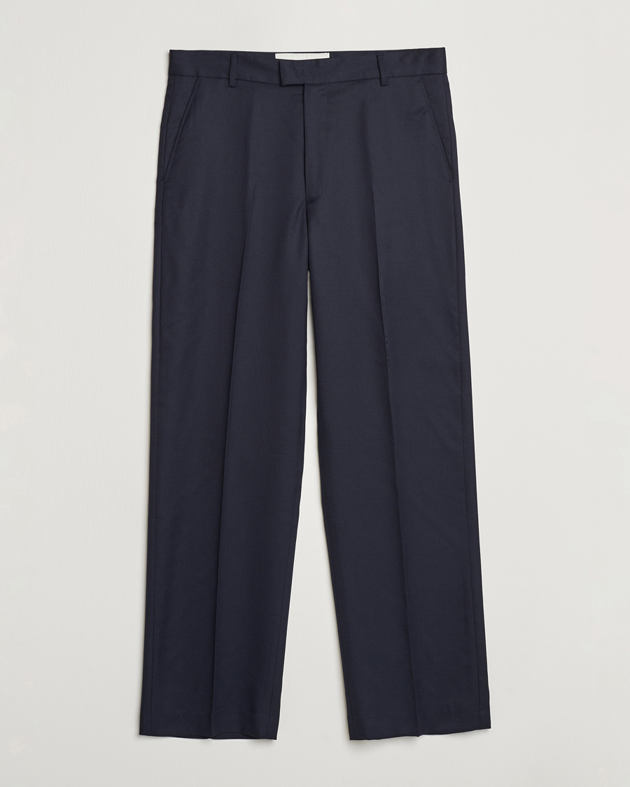 Heren | Broeken | A Day's March | Edward Relaxed Wool Trousers Navy