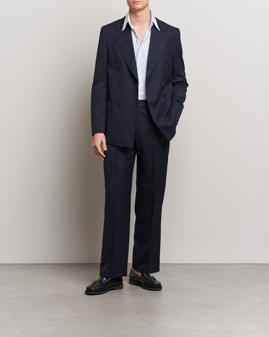Heren | Broeken | A Day's March | Edward Relaxed Wool Trousers Navy